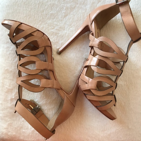 Shultz Tan Leather Open Toe Heels - Picture 10 of 10